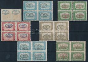 Debrecen I. 1919 7 klf összefüggés Bodor vizsgálójellel, közte szép gépszínátnyomat (15.900)