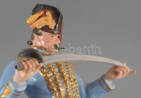 Herendi Hadik huszár, tervező: Kisfaludy Strobl Alajos. Színesen festett porcelán, bokái restaurálta...