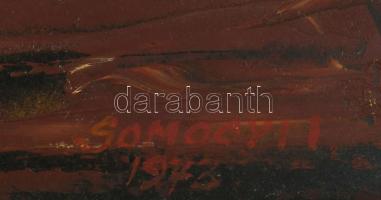 Somogyi Imre (1918-1999): Naplemente, 1973. Olaj, farost. Jelzett. Fakeretben. 50x70 cm