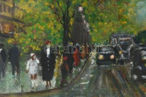 Berkes A jelzéssel: Nagyváros forgatag. Vegyes technika, karton. Üvegezett keretben, 30×41,5 cm