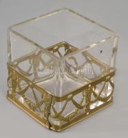 Szecessziós pennatartó, réz szerelékkel, 8x8 cm