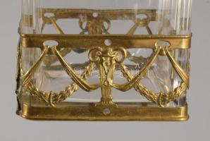 Szecessziós pennatartó, réz szerelékkel, 8x8 cm