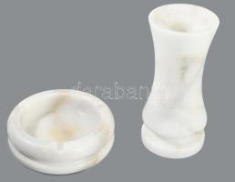 Márvány hamuzó és váza, m: 16 cm alatt