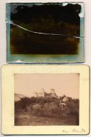 1892 Dévény látképe hátulról fotó, hozzá az eredeti, törött üvegnegatív / Theben-Devin SK from the rear. Photo and original broken glass negatíve 9x7 cm