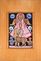 Kátai Mihály (1935 - 2020): Az aranyszőrű bárány. Tűzzománc, fakeretben, jelzett 13x20cm