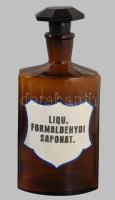 Antik patikai üveg, Liqu. Formaldehydi Saponat. felirattal, m: 22 cm