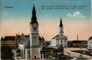 Kecskemét, református templom, városháza, római katolikus templom (fl)