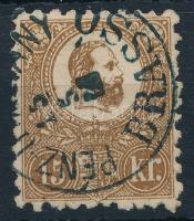 1871 Kőnyomat 15kr szépen centrált, "PÉNZ-U(TALV)ÁNY / BRASSÓ" (min 55.000) (Gudlin 350 p)