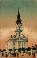 Kecskemét, Nagytemplom, piac. A képeslap címzettje Elischer Bernát, a Miskolci Nemzeti Színház díszletfestője (Rb)