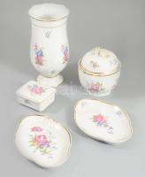 Hollóházi Hajnalka mintás 5 részes asztali szett, jelzett, minimális kopással, m: 21 cm alatt