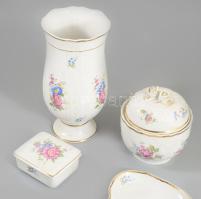 Hollóházi Hajnalka mintás 5 részes asztali szett, jelzett, minimális kopással, m: 21 cm alatt