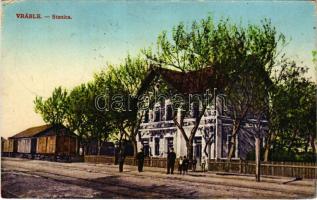 Verebély, Vráble; Stanica. Josef Dudesek / vasútállomás / railway station (Rb)