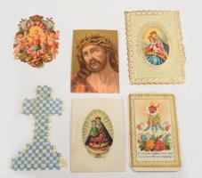 ca 1880 10 db régi szentkép, közötte csipke és litho is