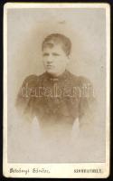 cca 1890 Hölgy portréja, vizitkártya Petrányi Sándor szombathelyi műterméből, 10,5x6,5 cm (Ritka!)