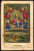 ca 1860 Szent István magyar királyt ábrázoló litho szentkép. 8x12 cm