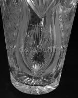 Ólomkristály váza, gazdagon csiszolt mintával, hibátlan, m: 25 cm