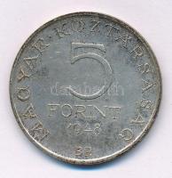 1948. 5Ft Ag "Petőfi" T:VF patina Adamo EM1