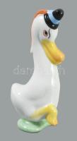 Herendi pipázó kacsa. Kézzel festett. Jelzett, hibátlan. m: 9,5 cm