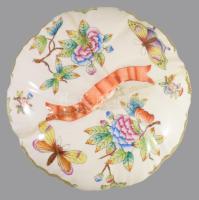 Herendi Viktória mintás fedeles edény, gazdag mintával, szalag fogóval, fedele ragasztott, jelzett, ...