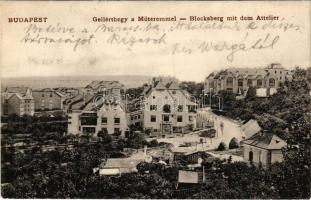1902 Budapest XI. Gellérthegy a Műteremmel és Kemenes utcai villákkal. F. J. Képeslapkirály kiadása ...