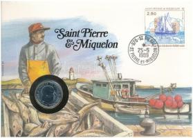 Franciaország / Saint Pierre és Miquelon 1988. 1Fr "Charles de Gaulle" felbélyegzett borítékban, bélyegzéssel, német nyelvű leírással T:UNC France / Saint Pierre &amp; Miquelon 1988. 1 Franc "Charles de Gaulle" in envelope with stamp and cancellation, with German description C:UNC