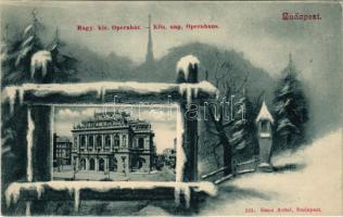 Budapest VI. Magyar Királyi Operaház, montázs téli tájképpel. Ganz Antal 101