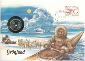 Grönland felbélyegzett boríték, bélyegzéssel, benne Dánia 1987. 25ö, német nyelvű leírással T:UNC Greenland envelope with stamp and cancellation, including Denmark 1987. 25 Öre, with German description C:UNC