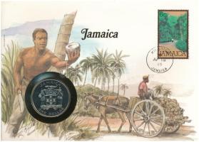 Jamaika 1982. 1$ Cu-Ni "1982 - Labdarúgó Világbajnokság" forgalomba nem került emlékkiadás felbélyegzett borítékban, bélyegzéssel T:UNC Jamaica 1982. 1 Dollar Cu-Ni "World Championship of Football" non-circulating commemorative coin in envelope with stamp and cancellation C:UNC Krause KM#96
