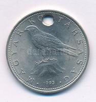 1993. 50Ft Cu-Ni részletszegény (évgyűrű hiányzik, tollazaton pöttyök!) T:XF,VF lyukasztott Hungary 1993. 50 Forint Cu-Ni with lack of details error (without growth rings on the stump, dots on the feathers) C:XF,VF holed Adamo F11, Krause KM#697