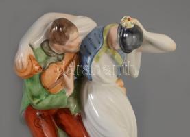 Herendi mulatozók, kézzel festett, jelzett, terv: Lux Elek, hibátlan, m: 21,5 cm