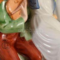 Herendi mulatozók, kézzel festett, jelzett, terv: Lux Elek, hibátlan, m: 21,5 cm