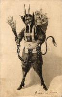 1904 Krampusz művészlap / Krampus art postcard (EK)