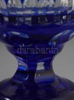 Kéken pácolt ólomkristály talpas kehely, lepattanással, m: 15 cm