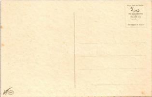 Children art postcard, farewell from the boy on the hydroplane (seaplane). Degami 2265