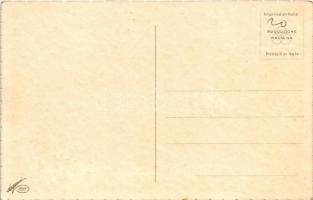 Children art postcard, farewell from the boy on the hydroplane (seaplane). Degami 2265