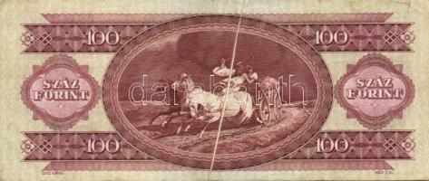 1984. 100Ft középen ferdén végighúzódó papírránc ( hátul fehér csík) T:III