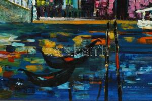 Szöllősi Tibor (-): Rialto-híd, Velence. Olaj, farost. Jelzett. Dekoratív keretben. 50x70 cm