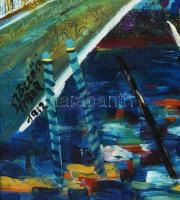 Szöllősi Tibor (-): Rialto-híd, Velence. Olaj, farost. Jelzett. Dekoratív keretben. 50x70 cm