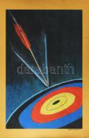 Ujfalusi Károly (-): Céltábla (cím nélkül), 2001. Vegyes technika, papír. Jelzett. Lapszéli szakadás...