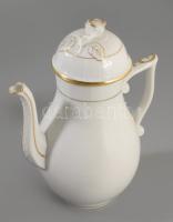 Herendi Fehér kávés kanna rózsa fogóval, jelzett, hibátlan, m: 21 cm