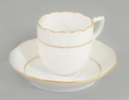 Herendi Fehér 4 darab kávés csésze alátéttel, jelzett, hibátlan, d: 11,5 cm