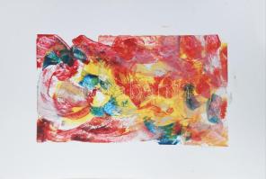 Olvashatatlan jelzéssel: Színes kép. Vegyes technika, karton. Hátoldalán "Konfár Gyula, kikötő, 1998" felirattal. 41,5x70 cm