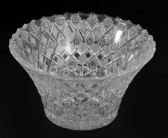 Ólomkristály kínáló, gazdagon csiszolt mintával, 21x11 cm