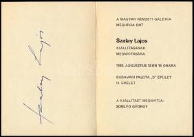 1980 Szalay Lajos (1909-1995) Kossuth-díjas grafikus autográf aláírása kiállítási meghívóján