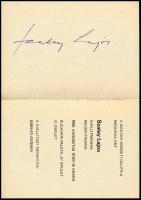 1980 Szalay Lajos (1909-1995) Kossuth-díjas grafikus autográf aláírása kiállítási meghívóján