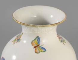 Herendi Viktória mintás váza, rajta Dózsa címerrel, jelzett, aranyozáson kopással, m: 23 cm