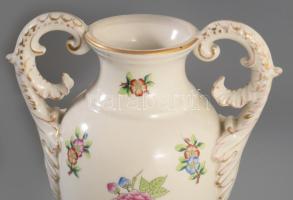 Herendi óherendi eton mintás füles váza, jelzett, fedél nélkül, kopással, m: 22 cm