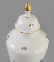 Herendi virágmintás fedeles váza, rajta "Újpest 1885 1960" felirattal, jelzett, ragasztott...