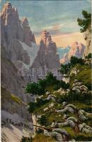 Im Kampf um Tirol. An den drei Zinnen / WWI Austro-Hungarian K.u.K. military art postcard, battles in South Tyrol (Südtirol) s: R. R. (EK)