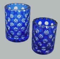 2 darab kéken pácolt op-art mintás kristály kisváza, pattogzással, m: 7-8,5 cm